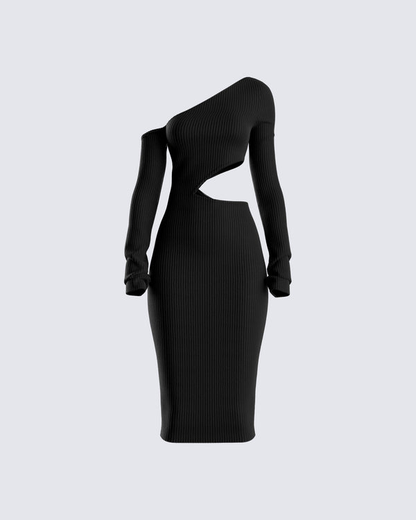 finesse Xander Black Cut Out Midi Dress