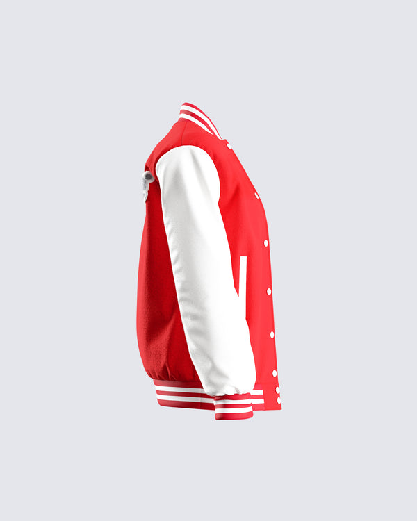 Finesse Yai Red Varsity Logo Patch Jacket