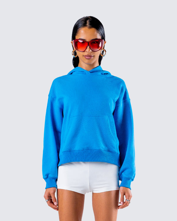 Finesse Yamuna Blue Fleece Hoodie