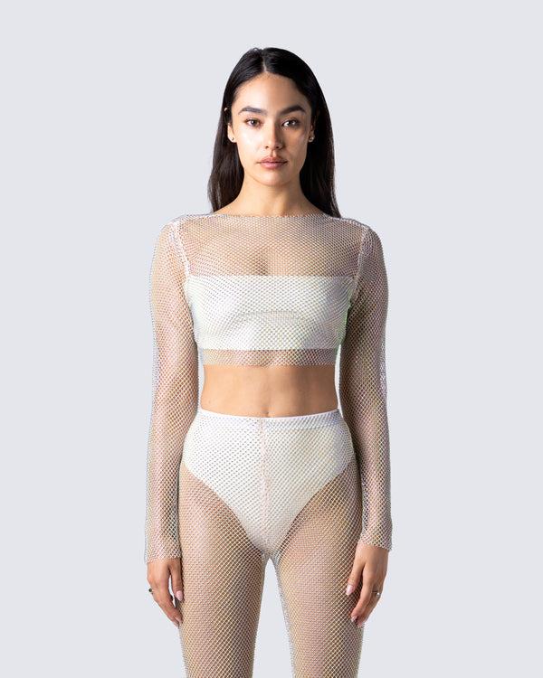 Finesse Yanni Cream Rhinestone Top