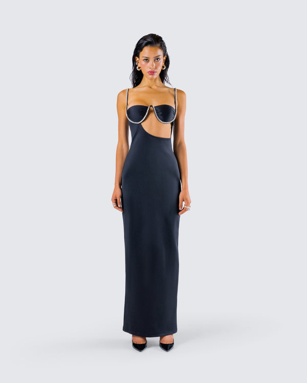Finesse Yara Black Cut Out Maxi Dress