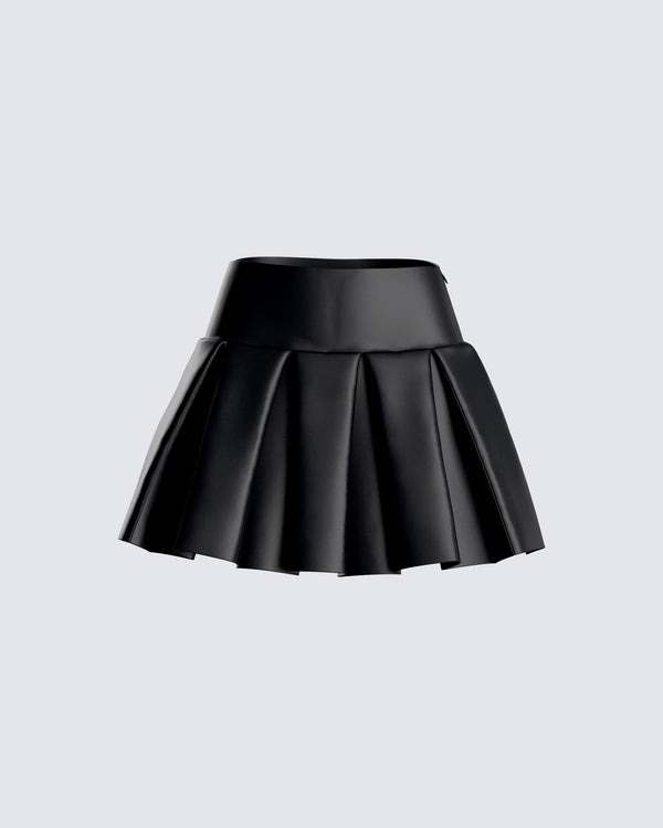 finesse Yasmin Black Vegan Leather Skirt