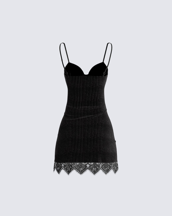 Finesse Yira Black Lace Trimmed Dress