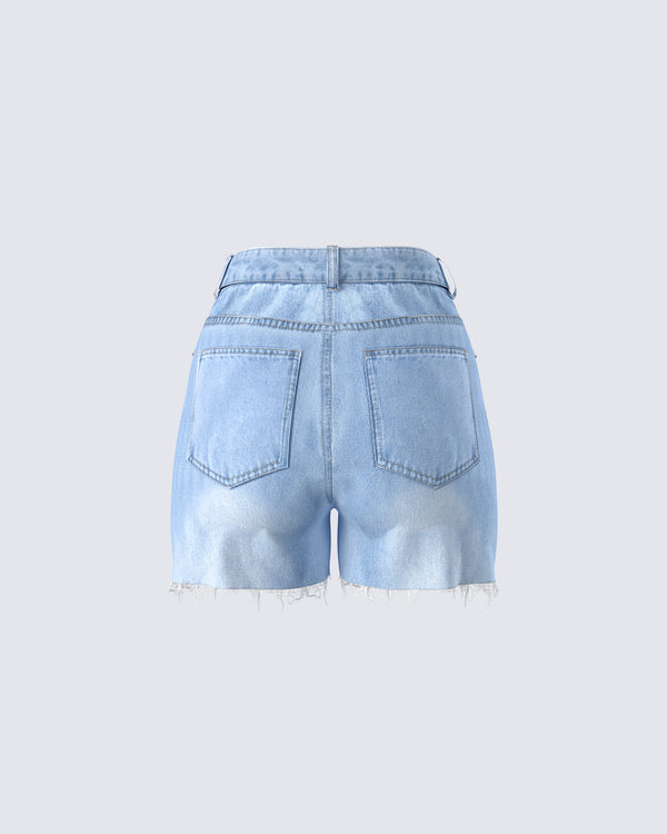 Finesse Yolande Blue Denim Cutoff Short