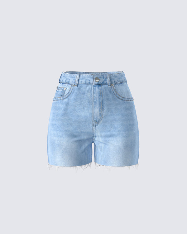 finesse Yolande Blue Denim Cutoff Short