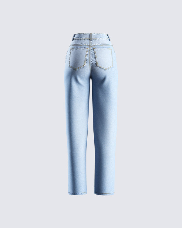 Finesse Yume Blue Distressed Denim Jean
