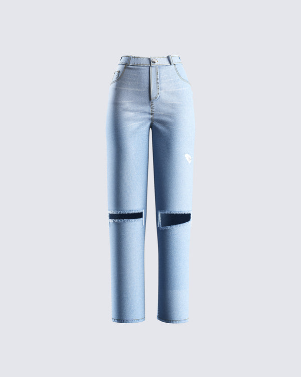 finesse Yume Blue Distressed Denim Jean