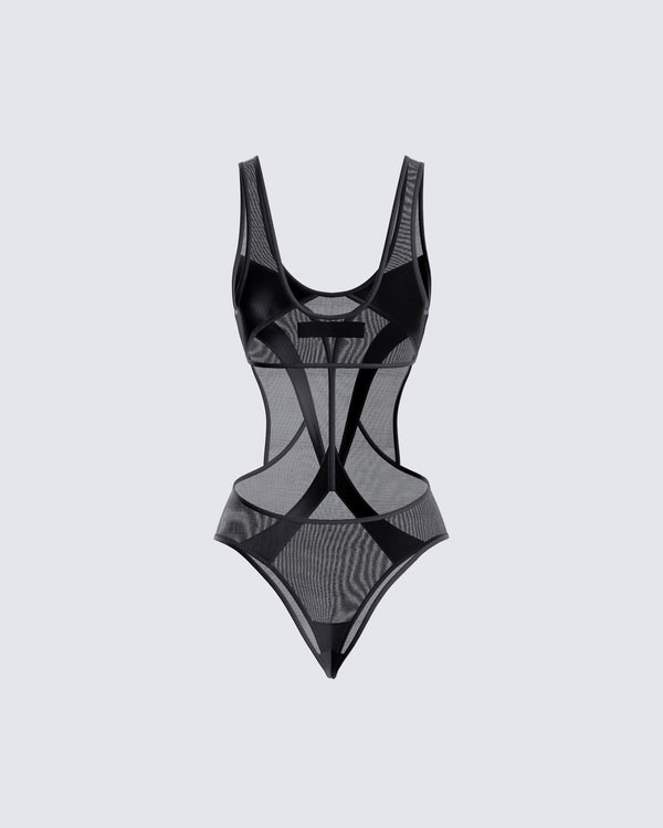 Finesse Yuna Black Mesh Bodysuit