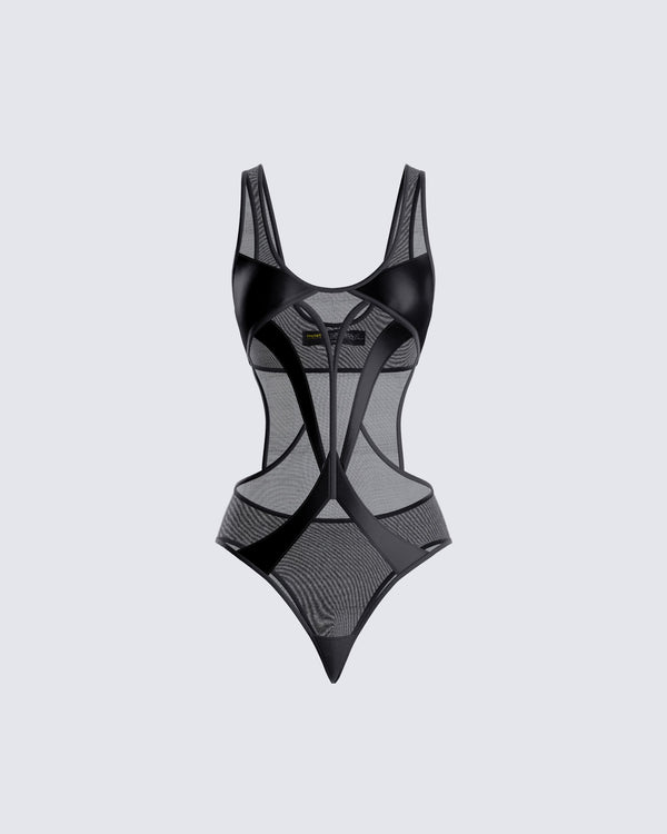 finesse Yuna Black Mesh Bodysuit