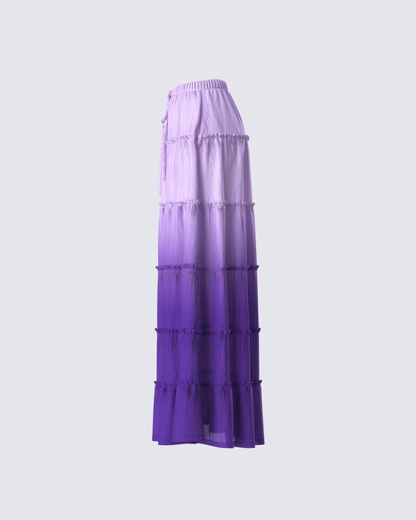 Finesse Zadie Purple Ombre Tiered Maxi Skirt