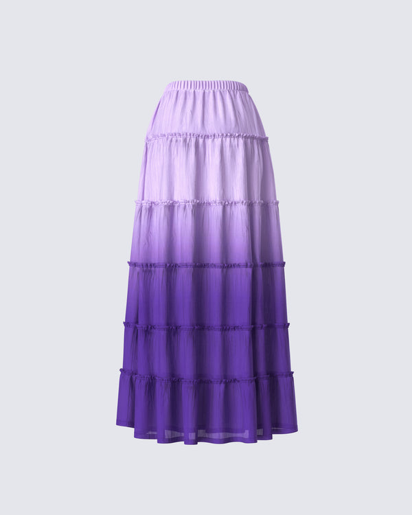 Finesse Zadie Purple Ombre Tiered Maxi Skirt