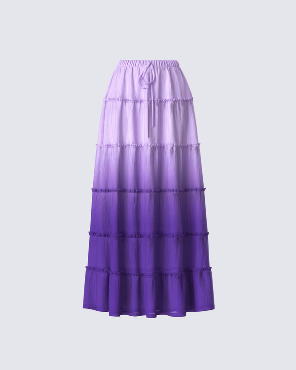 finesse Zadie Purple Ombre Tiered Maxi Skirt