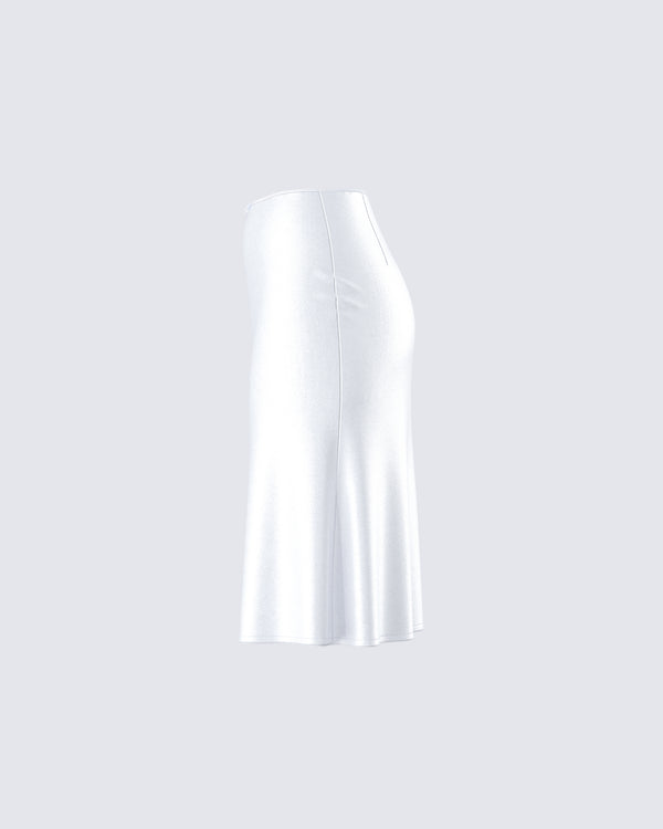 Finesse Zaina White Satin Flounce Skirt