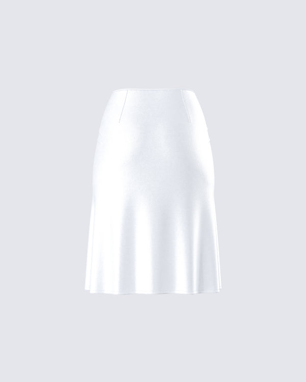 Finesse Zaina White Satin Flounce Skirt
