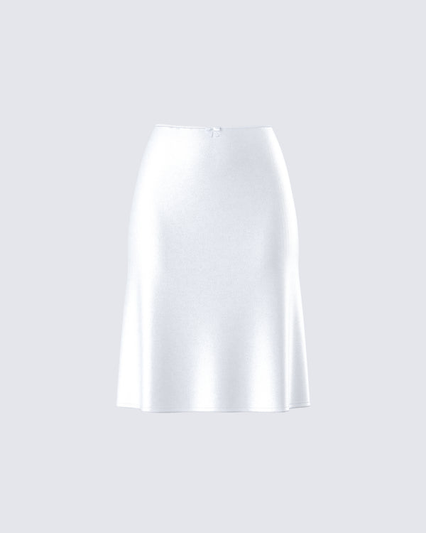finesse Zaina White Satin Flounce Skirt