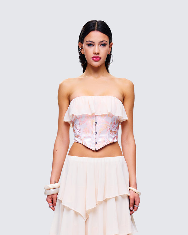 Finesse Zana Cream Ruffle Corset Top