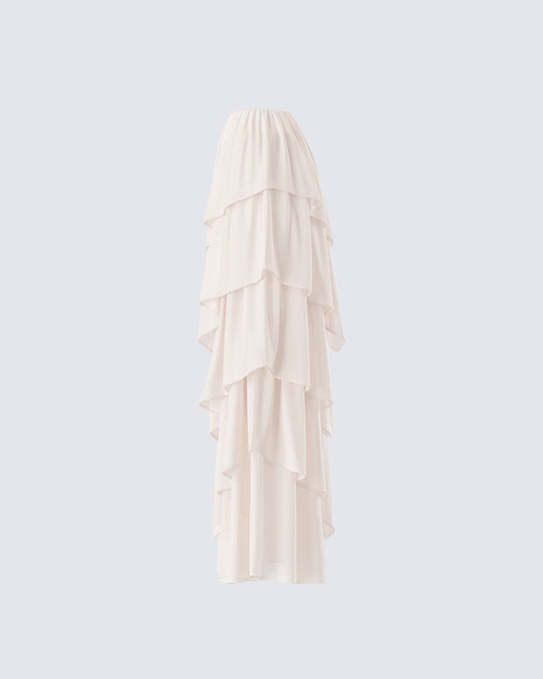 Finesse Zana Cream Tiered Ruffle Maxi Skirt