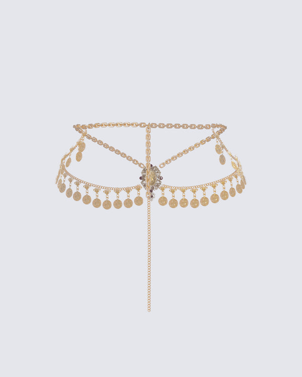 Finesse Zana Gold Metal Coin Belt