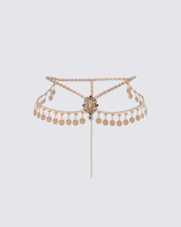 finesse Zana Gold Metal Coin Belt