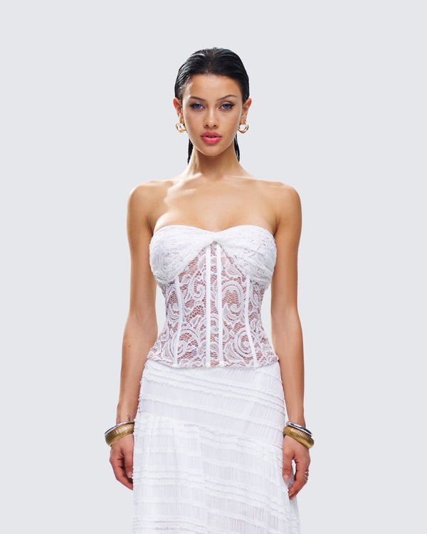Finesse Zaya White Lace Corset Top
