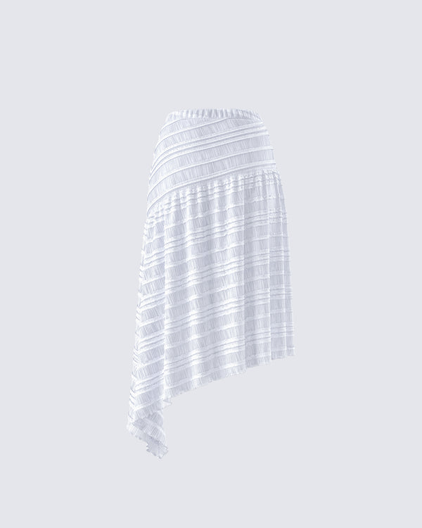 Finesse Zaya White Tiered Asymmetric Skirt