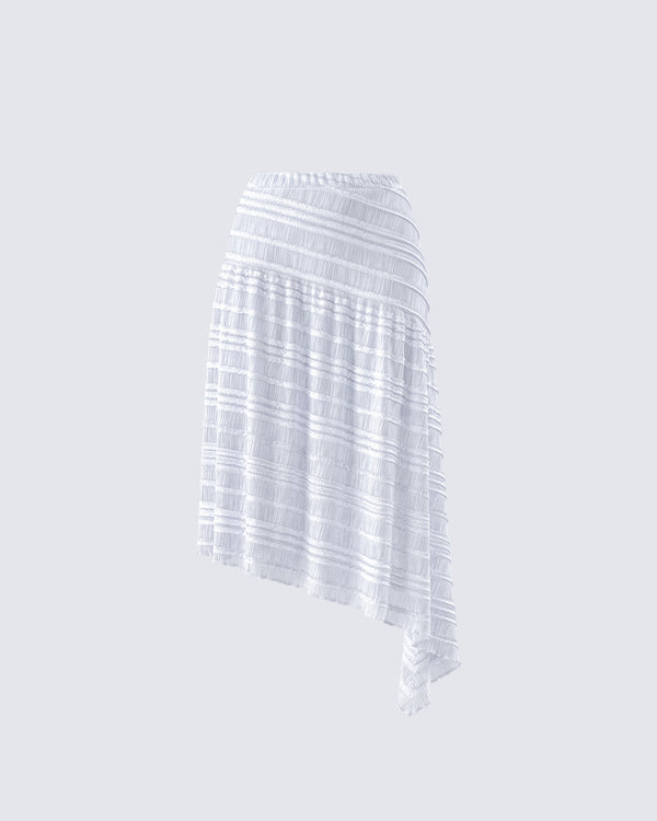 finesse Zaya White Tiered Asymmetric Skirt