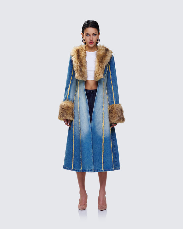 Finesse Zephyra Denim Maxi Coat