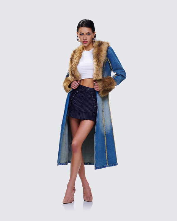 Finesse Zephyra Denim Maxi Coat