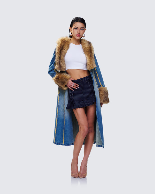 Finesse Zephyra Denim Maxi Coat
