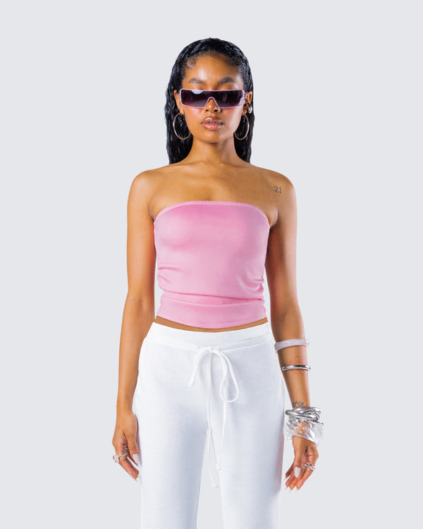 Finesse Zinnia Pink Jersey Tube Top