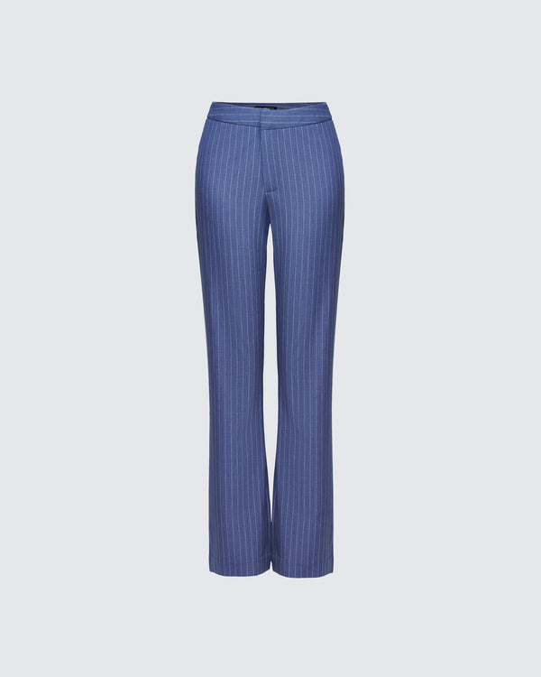 finesse Ziva Grey Pinstripe Mid Rise Pants
