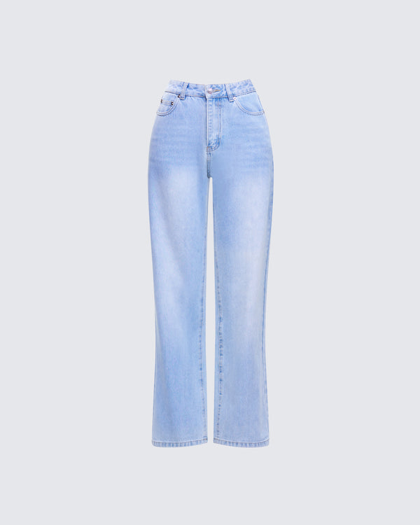 finesse Zo Blue Denim Straight Leg Jean