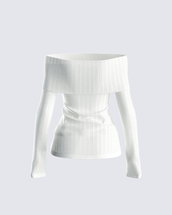 Finesse Zo Ivory Off Shoulder Sweater Top