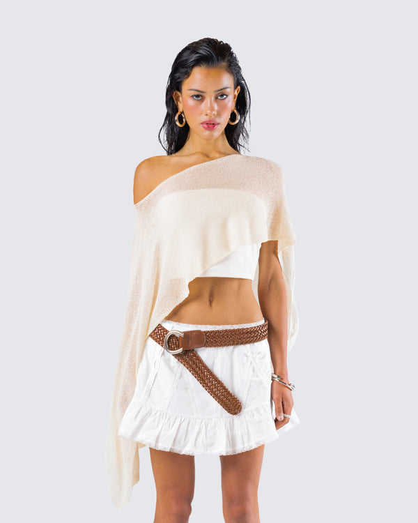 Finesse Zoella Ivory Off Shoulder Poncho