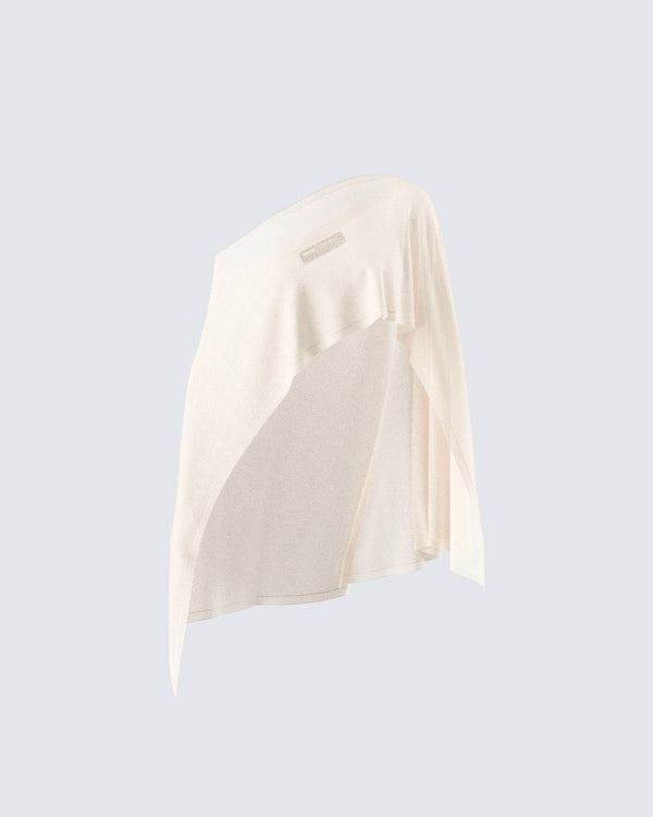 finesse Zoella Ivory Off Shoulder Poncho