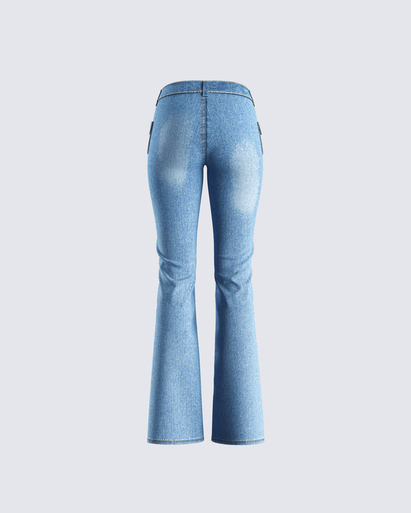 Finesse Zori Blue Flare Leg Denim Pant