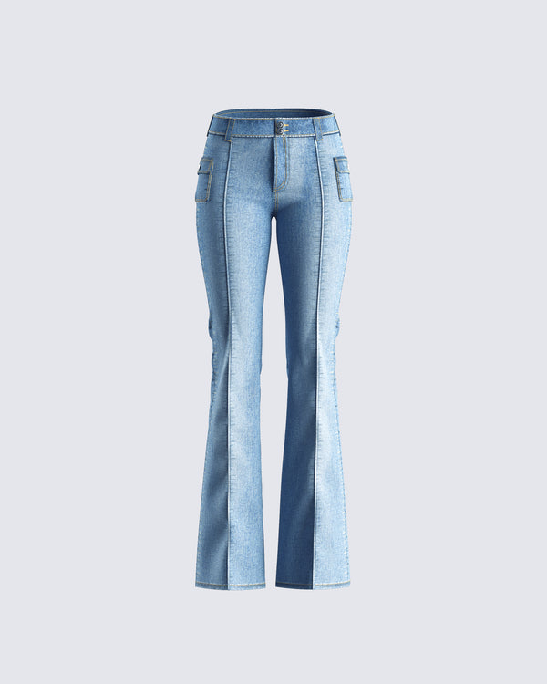 finesse Zori Blue Flare Leg Denim Pant