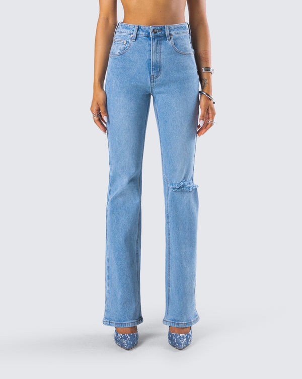 Finesse Zosia Blue Denim Ripped Jean