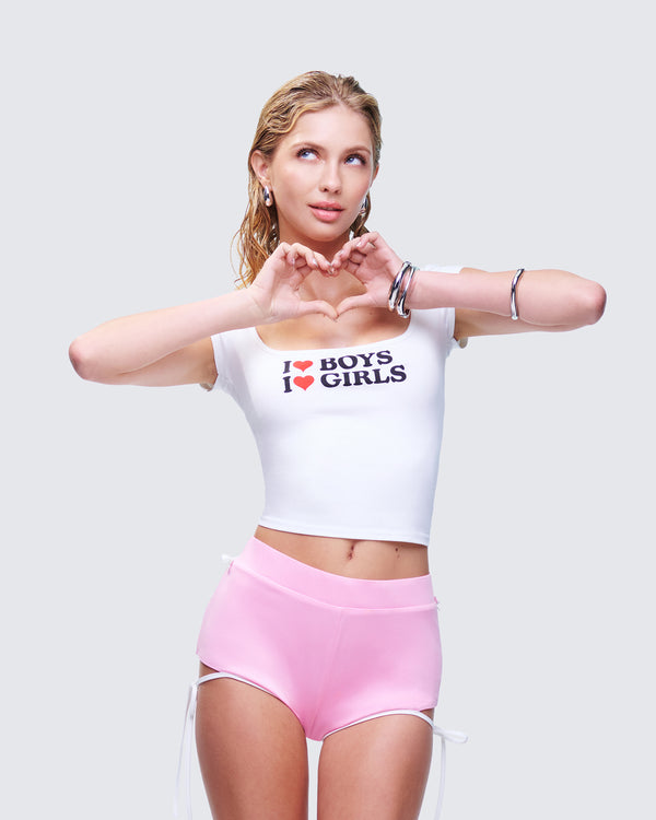 Finesse Zoya White Slogan Scoop Neck Tee