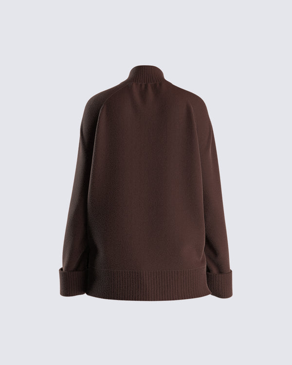 Finesse Zuri Brown Sweater Knit Top