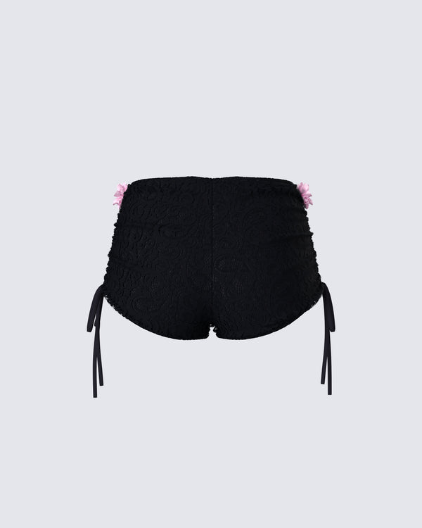 Finesse Julissa Black Hand Beaded Rhinestone Shorts