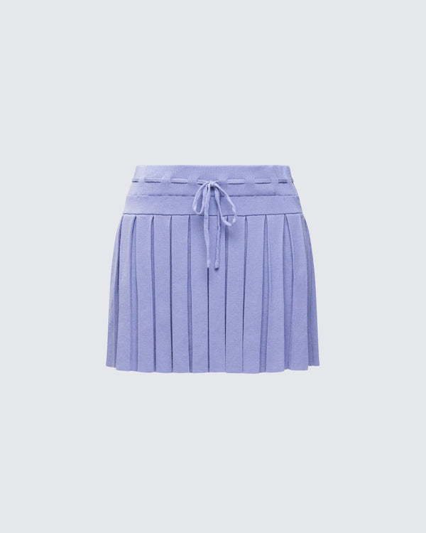 finesse Lucien Blue Ribbon Path Knitted Pleated Skirt