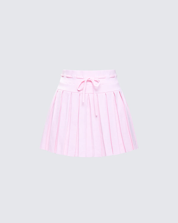 finesse Lucien Pink Ribbon Path Knitted Pleated Skirt