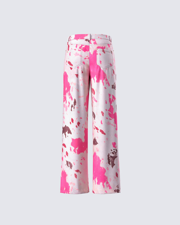 Finesse Nadezhda Multi Pink Denim Rivet Detail Pant