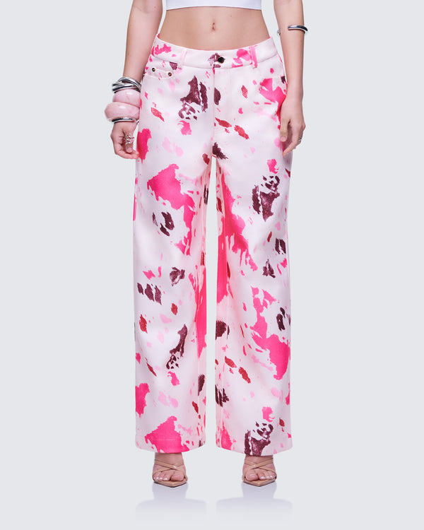 Finesse Nadezhda Multi Pink Denim Rivet Detail Pant