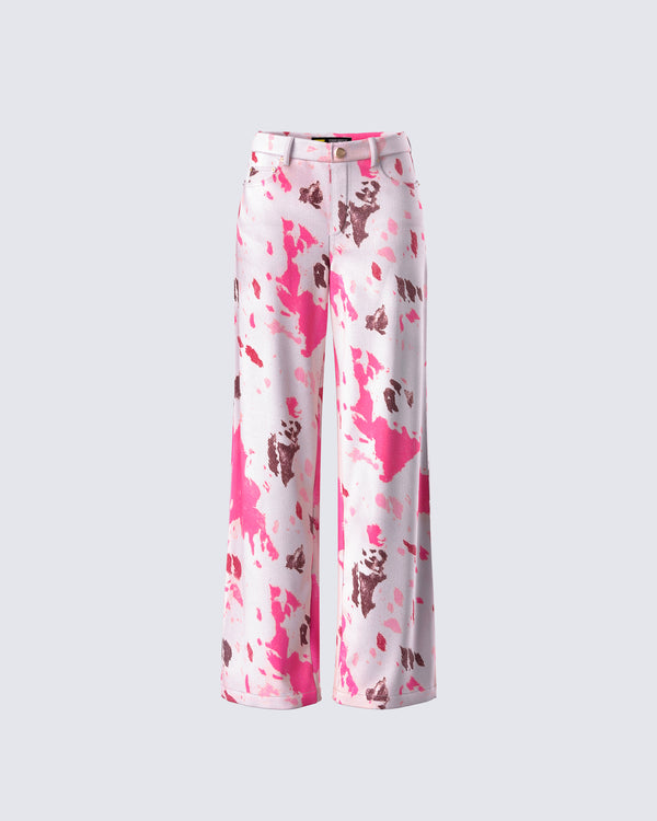 finesse Nadezhda Multi Pink Denim Rivet Detail Pant