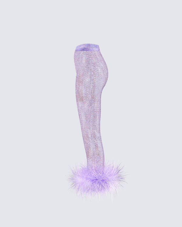 Finesse Ophira Lavender Rhinestone Feather Trim Skirt