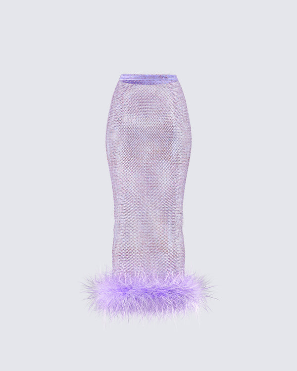Finesse Ophira Lavender Rhinestone Feather Trim Skirt