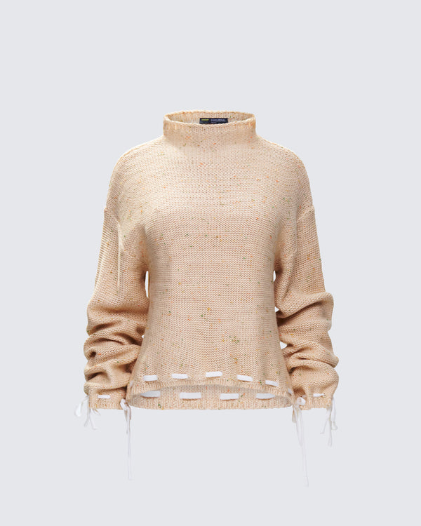 finesse Roxane Muilti Coloured Hem Detailed Knit Jumper