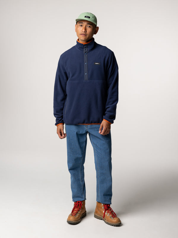 Finisterre Men's Axiom 1/4 Snap Fleece Deep Blue
